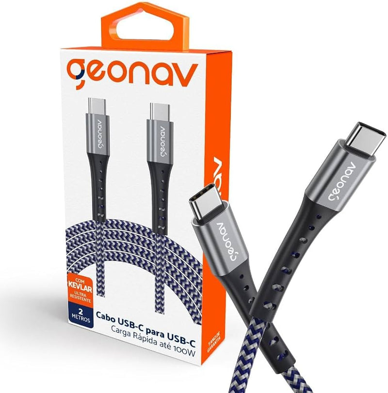 Carregador Veicular Turbo + Carregador 25w Turbo Tipo C + Geonav Cabo USB-C (tipo C) para USB-C (tipo C)